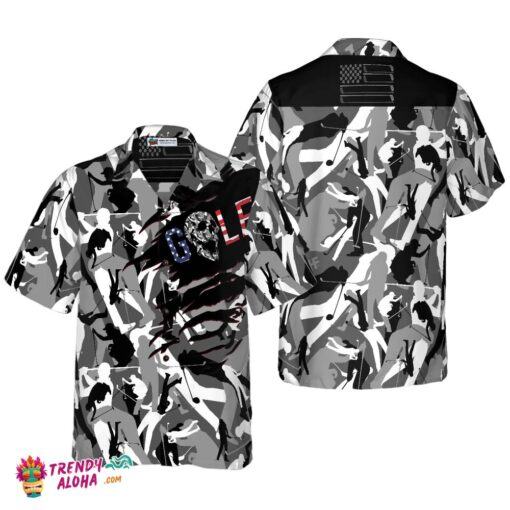 Tattered Bnw Camouflage Golf Hawaiian Shirt