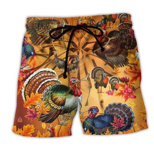 Thanksgiving Happy Wishbone Thanksgiving Trendy Aloha Hawaiian shirt, Beach Shorts