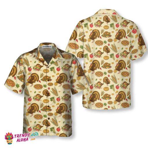 Thanksgiving Pattern Hawaiian Shirt, Fall Vibe Thanksgiving Shirt, Gift For Thanksgiving Day