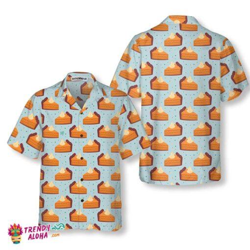 Thanksgiving Pumpkin Pie On Light Blue Hawaiian Shirt, Funny Thanksgiving Shirt, Gift For Thanksgiving Day