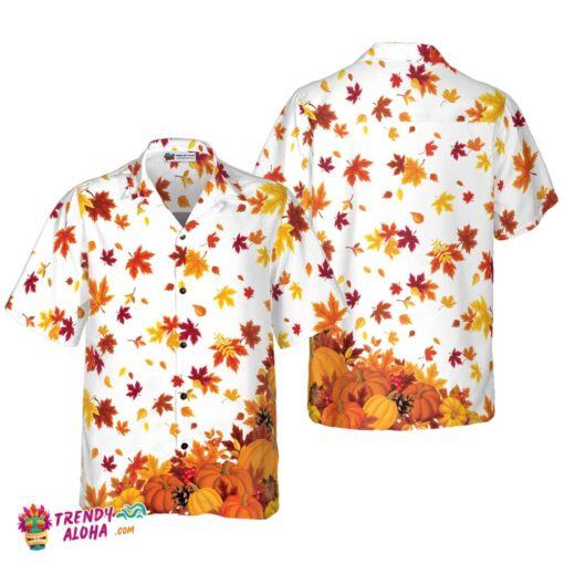 Thanksgiving Pumpkins And Autumn Leaves Hawaiian Shirt