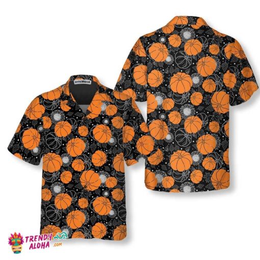Thanksgiving Pumpkins And Sunflowers Seamless Pattern Hawaiian Shirt, Fall Pumpkin Shirt, Best Gift For Thanksgiving Day