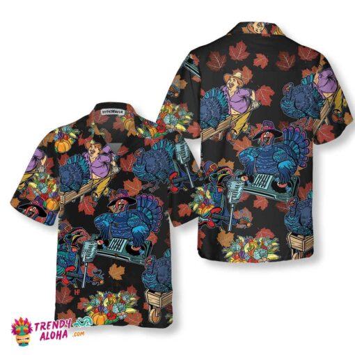 Thanksgiving Turkey Dj At The Party Hawaiian Shirt, Funny Thanksgiving Gobble Shirt, Gift For Thanksgiving Day