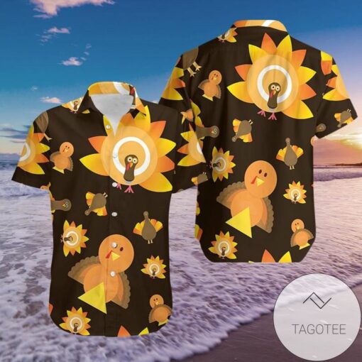 Thanksgiving Turkey Sun Design Hawaiian Shirt Elegance Tropical Style