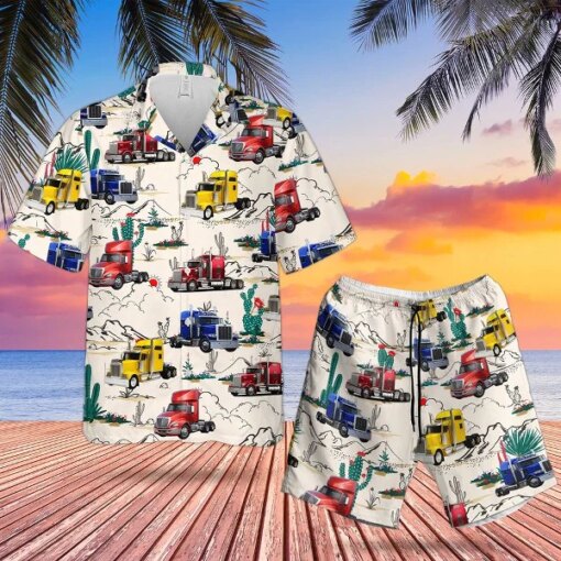 Trailer Truck Trendy Hawaiian Shirt Set Unisex