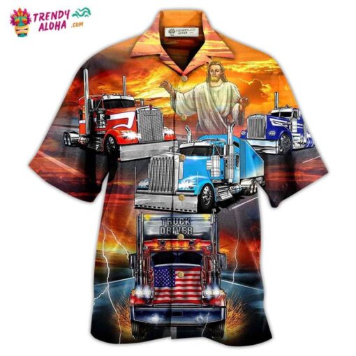 Truck Driver Jesus Bless In The Sunset Hawaiian Shirt – Trendy Aloha