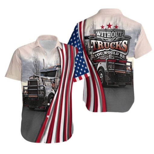 Truck Driver Trendy Hawaiian Shirts, American Truck Trendy Hawaiian Shirt For Men