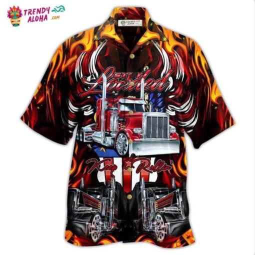 Truck Keep On Rolling Truckers In Fire Hawaiian Shirt – Trendy Aloha