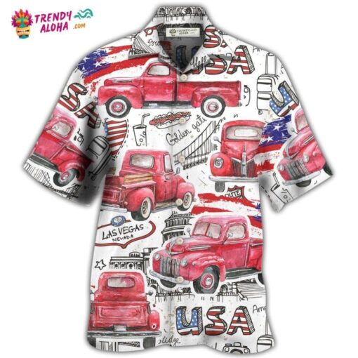 Truck Red Usa Flag Independence Day Hawaiian Shirt – Trendy Aloha