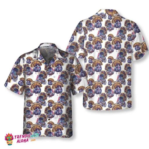 Turkey Chicken Pattern Hawaiian Shirt, Funny Gobble Shirt, Gift For Thanksgiving Day