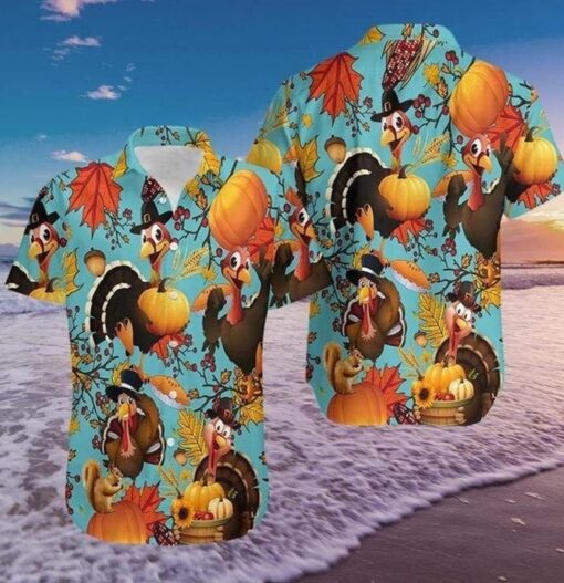 Turkeys Fall Design Hawaiian Shirt Elegance Celebrating Thanksgiving