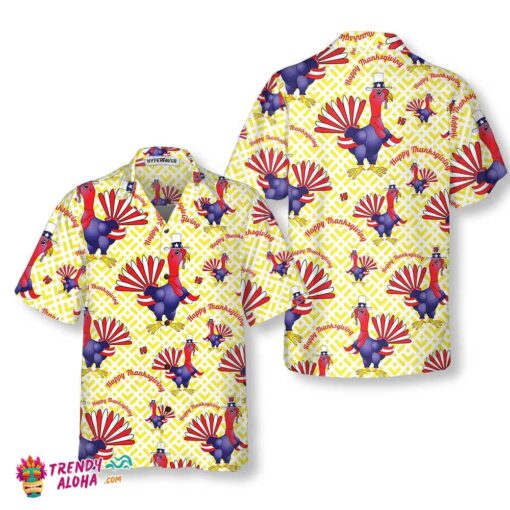 Turkeys In Us Flag Costume Thanksgiving Day Hawaiian Shirt, Funny Gobble Shirt, Gift For Thanksgiving