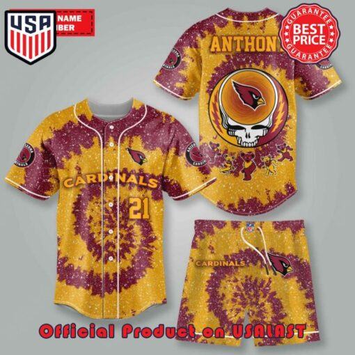 Arizona Cardinals NFL Grateful Dead Personalized Premium Combo Baseball Jersey And Short