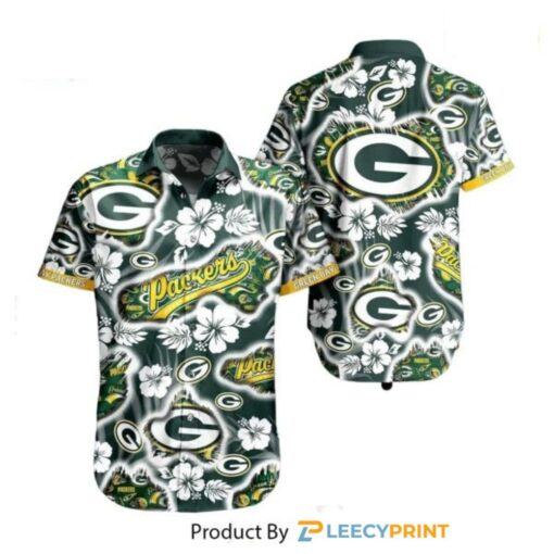 Green Bay Packers Hawaiian Shirt Graphic Floral Printed This Summer Beach Shirts For Fans