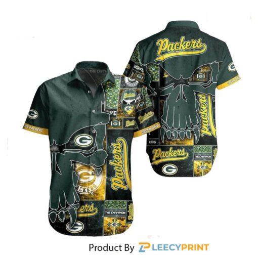 Green Bay Packers Hawaiian Shirt Skull Printed 3D New Trend Summer For Fans