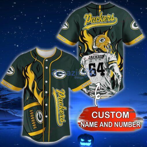 Green Bay Packers NFL Custom Name And Number Baseball Jersey Shirt For Fans