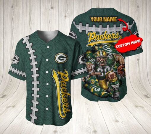 Green Bay Packers NFL mascots 3D Personalized Baseball Jersey