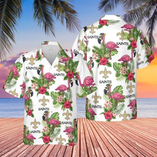 Happy Mardi Gras New Orleans Saints Floral Hawaiian Shirt For