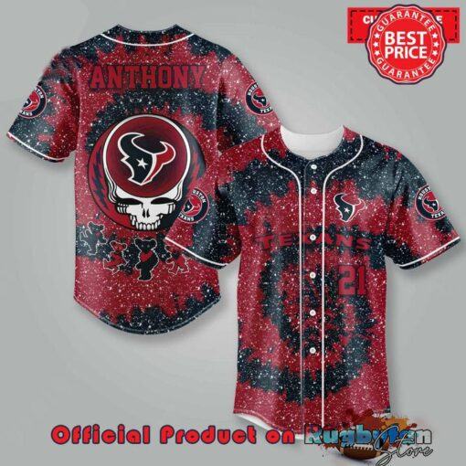 Houston Texans NFL Grateful Dead Personalized Premium Combo Baseball Jersey And Short