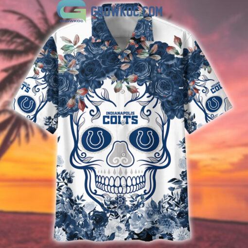 Indianapolis Colts Skull Flower Hawaiian Shirt