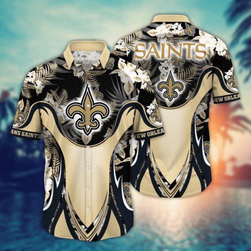 New Orleans Saints NFL Hawaiian Shirt Blooming Flowers Aloha Shirt