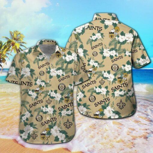 New Orleans Saints Short Sleeve Button Up Tropical Hawaiian Shirt VER018