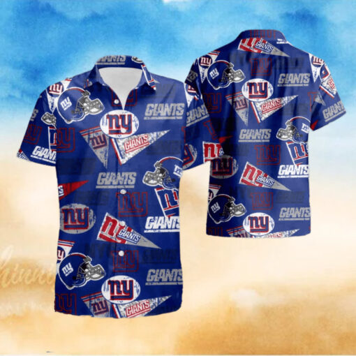 New York Giants Logo And Helmet Hawaiian Shirt Best Gift For fan