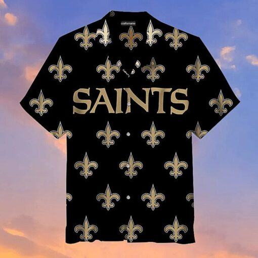 Nfl New Orleans Saints Black Logo Big Text Trendy Hawaiian Shirt Aloha Shirt