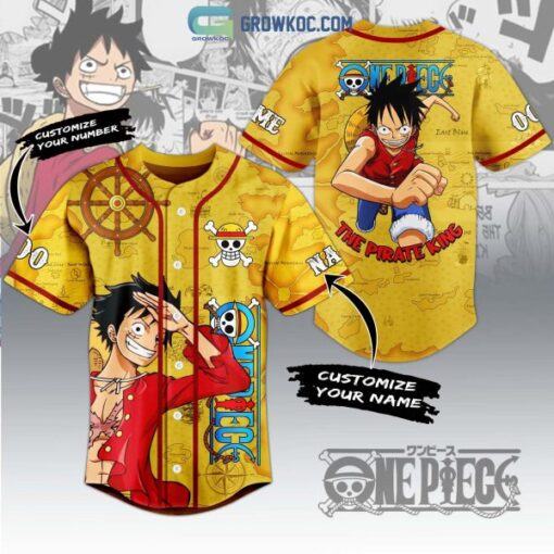 One Piece The Pirate King Personalized name Baseball Jersey - yellow edition