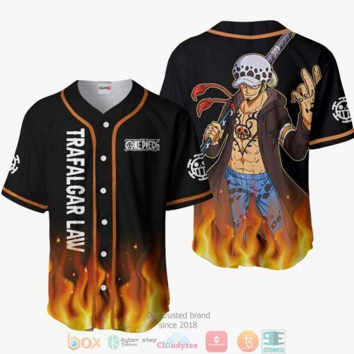 Trafalgar Law One Piece fire Baseball Jersey Shirt