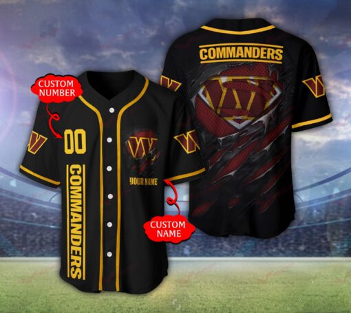 Washington Commanders NFL BASEBALL JERSEY superman CUSTOM NAME AND NUMBER for fan