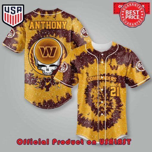 Washington Commanders NFL Grateful Dead Personalized Premium Combo Baseball Jersey