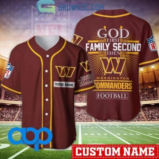 Washington Commanders NFL Personalized God First Family Second Baseball Jersey