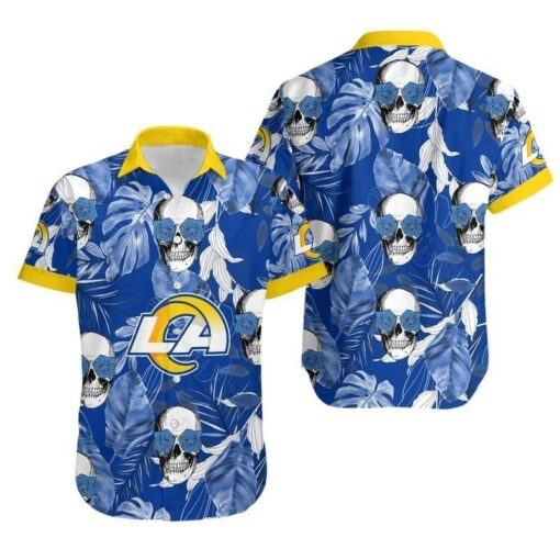 Los Angeles Rams Skull NFL Gift For Fan Hawaii Shirt And Shorts Summer Collection Trendy Aloha