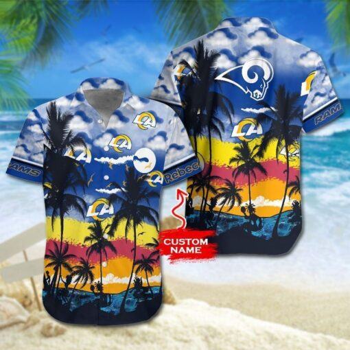 Los Angeles Rams Coconut Tree NFL Gift For Fan Hawaii Shirt And Shorts