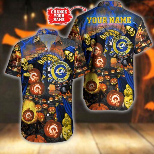 Nfl Los Angeles Rams Black Cat Graphic Trendy Hawaiian Shirt Aloha Shirt