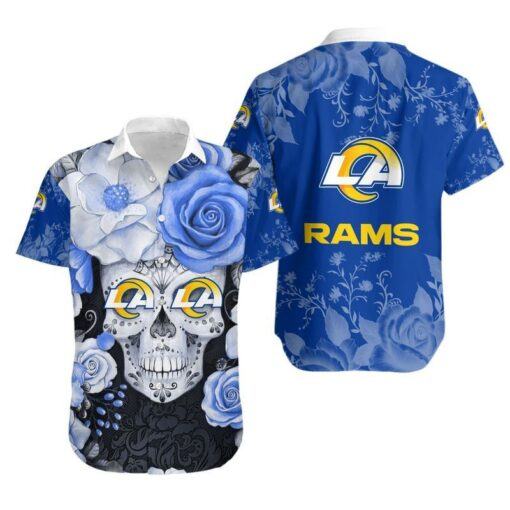 Los Angeles Rams Stripes And Skull Hawaii Shirt And Shorts Summer Coll