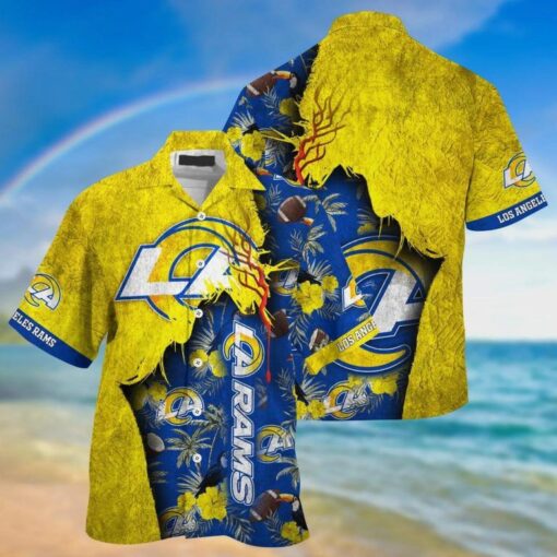 Los angeles Rams NFL hawaiian shirt hawaii floral pattern