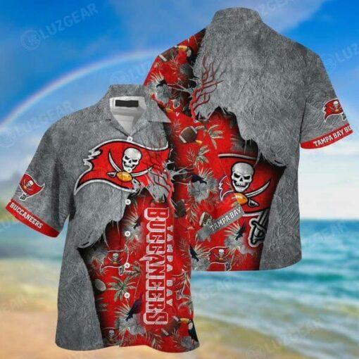 Nfl Tampa Bay Buccaneers Red Grey Trendy Hawaiian Shirt V3 Aloha Shirt