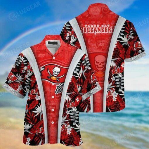 Nfl Tampa Bay Buccaneers Red Grey Trendy Hawaiian Shirt V4 Aloha Shirt