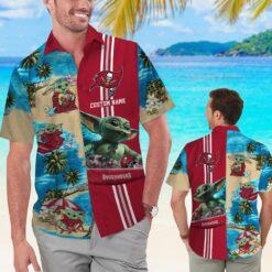 Tampa Bay Buccaneers Baby Yoda Hawaiian Short Sleeve Tropical Shirt