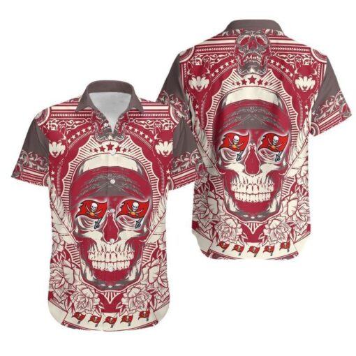Tampa Bay Buccaneers Skull NFL Gift For Fan Hawaii Shirt And Shorts Summer Collection