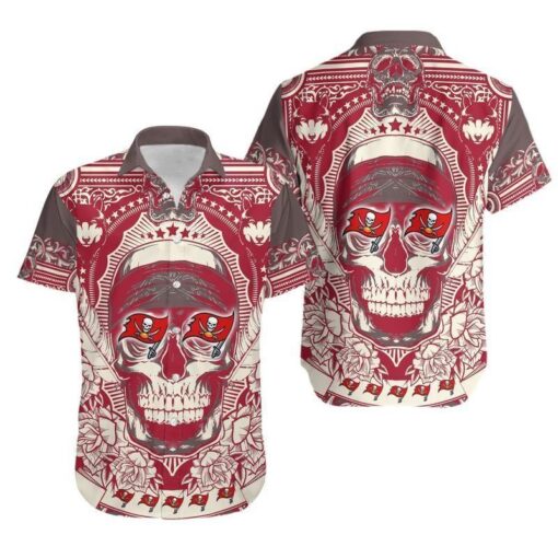 Tampa Bay Buccaneers Skull NFL Gift For Fan Hawaii Shirt And Shorts Summer Collection