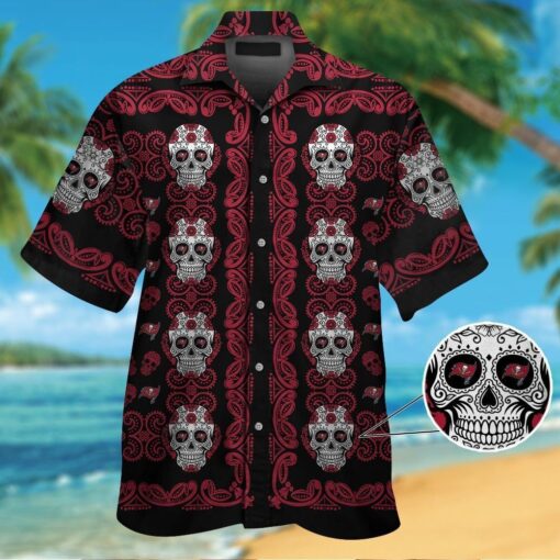 Tampa Bay Buccaneersskull Short Sleeve Button Up Tropical Hawaiian Shirt VER02