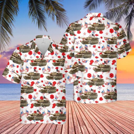 Abrams Battle Tank 4Th Of July Trendy Hawaiian Shirt, Patriotic Trendy Hawaiian Shirt For Men