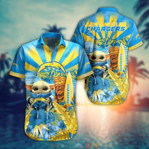BABY YODA LOS ANGELES CHARGERS NFL HAWAIIAN SHIRT FOR FANS