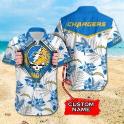 Nfl Los Angeles Chargers Grateful Dead Hawaiian Shirt custom name For Fan