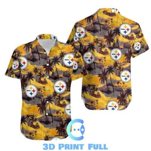 Beach Shirt NFL Pittsburgh Steelers Coconut Tree Hawaii All Over Print Shirt