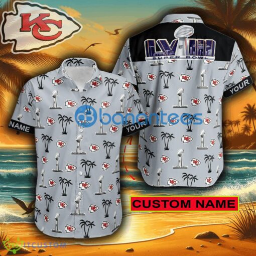 NFL Super Bowl 2024 Kansas City Chiefs GREY-EDITION High-Quality All Over Print Hawaiian Shirt For fan Custom Name