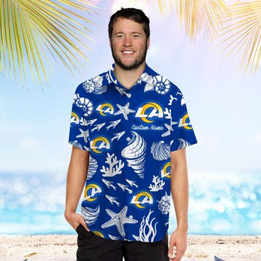 Los Angeles Rams Name Personalized Short Sleeve Button Up Tropical Hawaiian Shirt